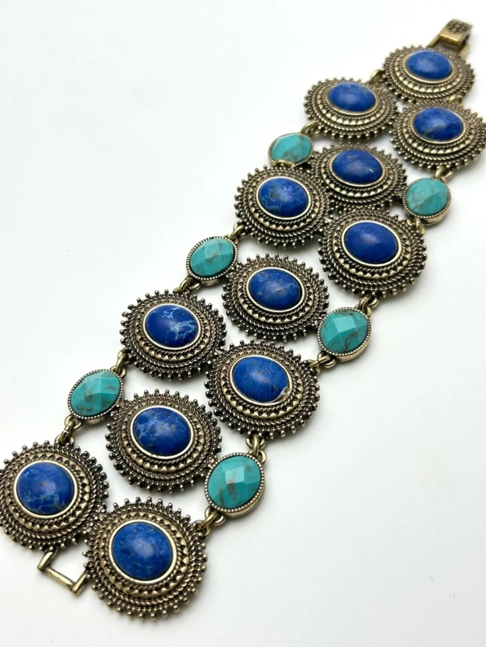 Lucky Brand Blue Linked Gold Bracelet